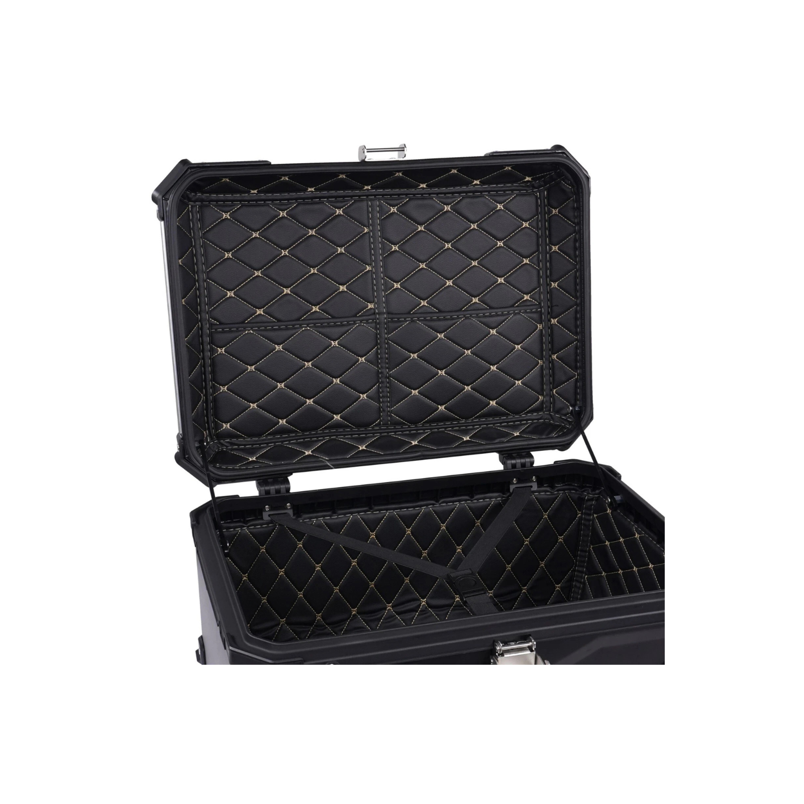 Motorcycle Top Box 65L Aluminium Luggage Top Case Universal Fitting Plate Black