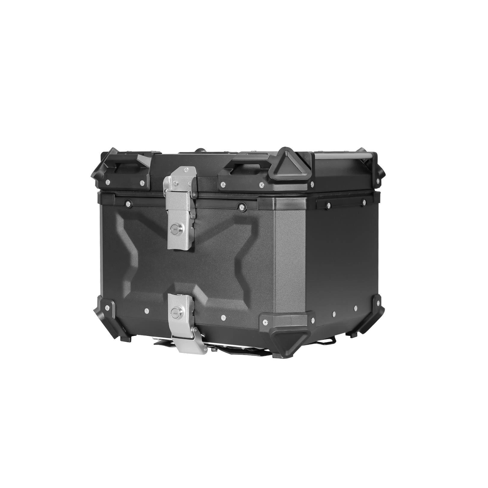Motorcycle Top Box 45L Aluminium Luggage Top Case Universal Fitting Plate Black