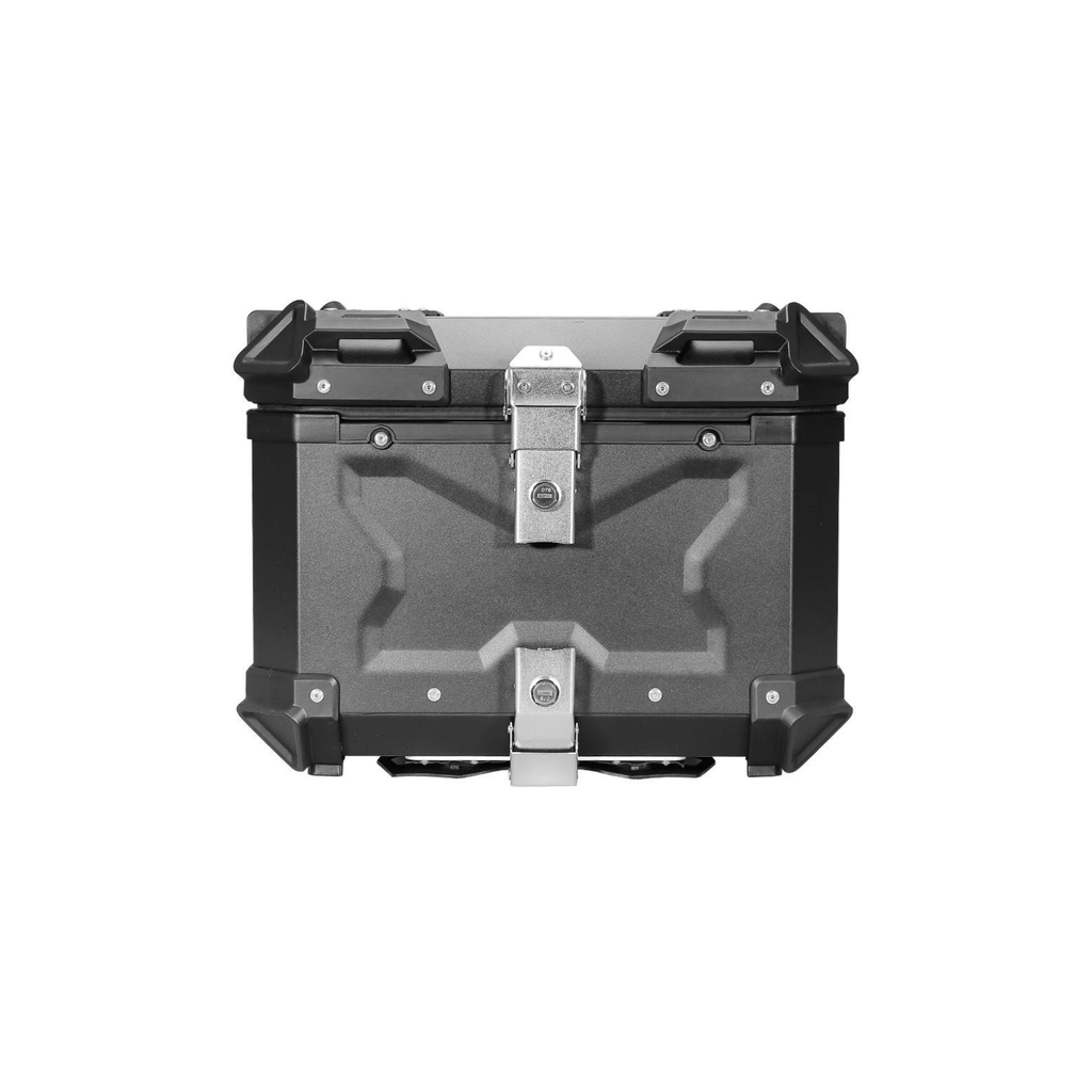 Motorcycle Top Box 45L Aluminium Luggage Top Case Universal Fitting Plate Black