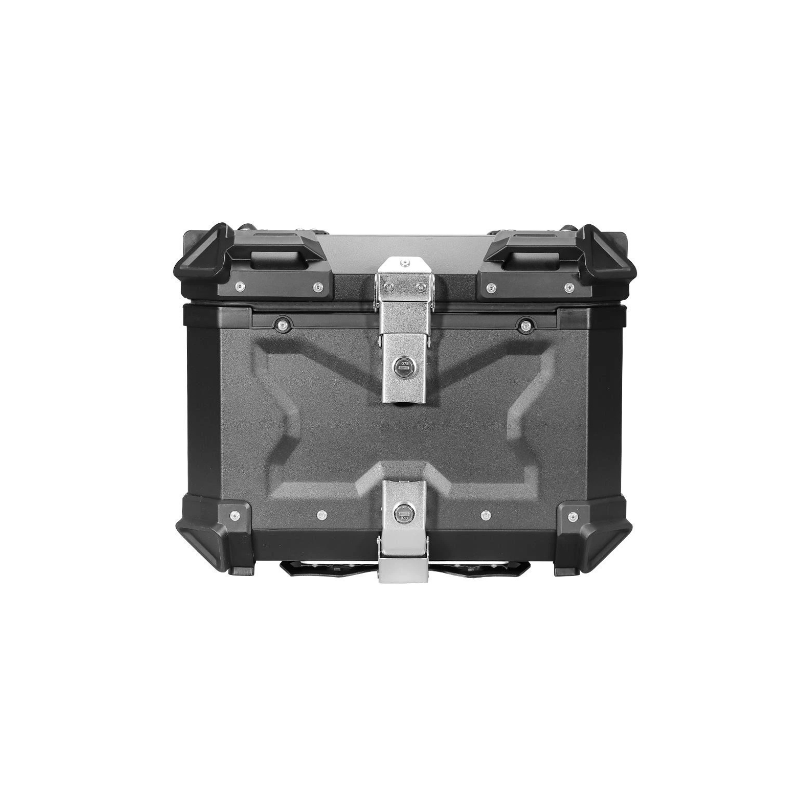 Motorcycle Top Box 45L Aluminium Luggage Top Case Universal Fitting Plate Black