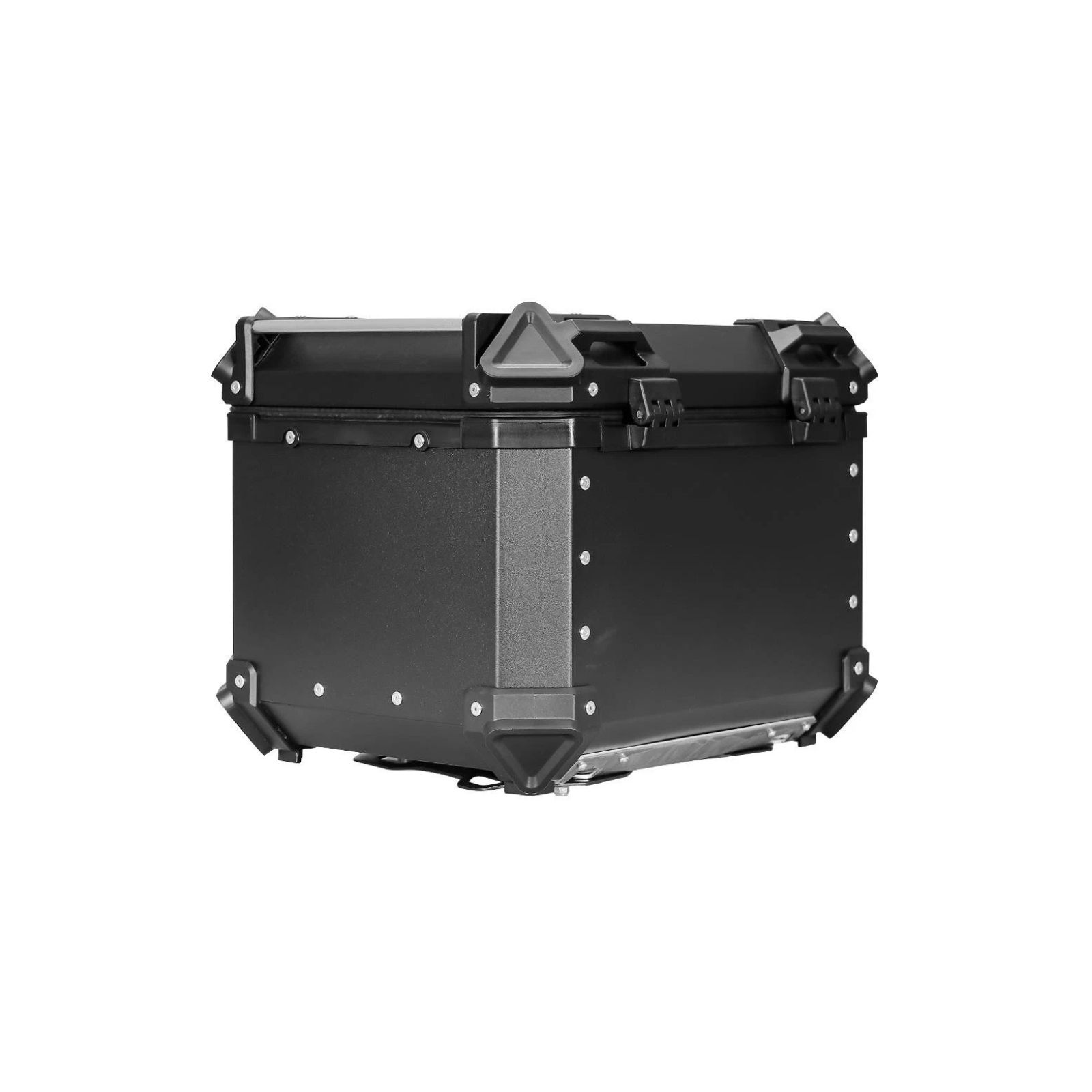 Motorcycle Top Box 45L Aluminium Luggage Top Case Universal Fitting Plate Black