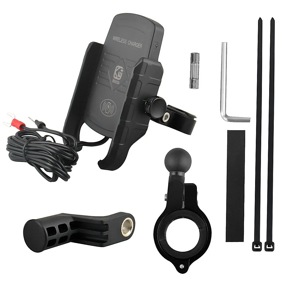Motorcycle Phone Holder Charger 15W Fast Wireless Charging Motorbike Mount